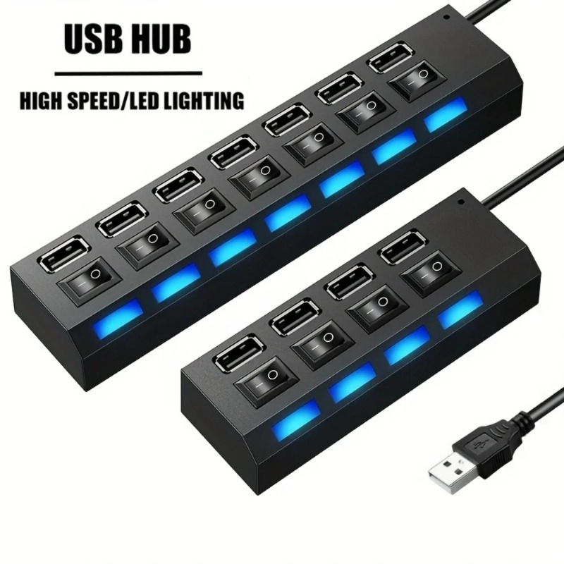 Laptop Accessories Productivity - موزع USB 2.0 بـ 4/7 منافذ