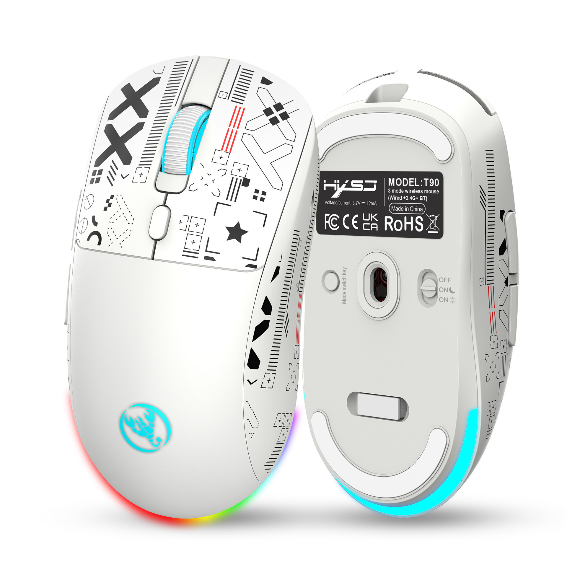 Mini Wireless Mouse - ماوس ألعاب بإضاءة خلفية HXSJ T90