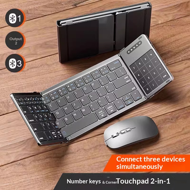Laptop External Accessories - لوحة مفاتيح بلوتوث لاسلكية ثلاثية الطي