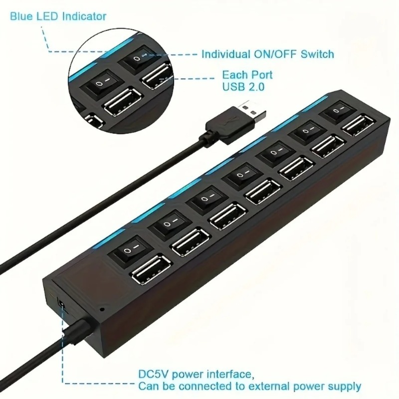موزع USB 2.0 بـ 4/7 منافذ مع م - مراجعة Laptop Accessories Productivity وسعره